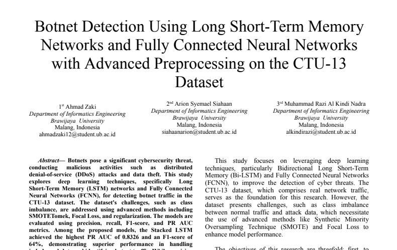 Botnet Detection Using Deep Learning